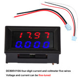 DC 500V 10A Voltmetru Ampermetru Roșu Albastru LED Amp Dual Digital Voltmetru Gauge Voltmetru digital reglabil
