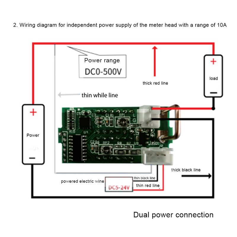 DC 500V 10A Voltmetar Ampermetar Crveno Plavo LED pojačalo Dual Digital Volt Meter Mjerač Digitalni Voltmetar Podesiv