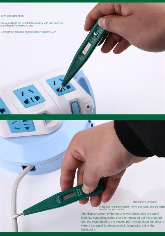 Μετρητές τάσης στυλό Ηλεκτρονικό ηλεκτρόμετρο επαγωγής Ψηφιακή οθόνη χωρίς μπαταρίες Όργανα οικιακής ανάλυσης Μετρητές τάσης