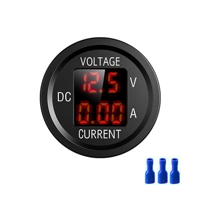 12-24V autós mini vízálló kettős feszültségű VA háromjegyű kerek LED panel digitális feszültségmérő árammérő teszter monitor kijelző feszültségmérő