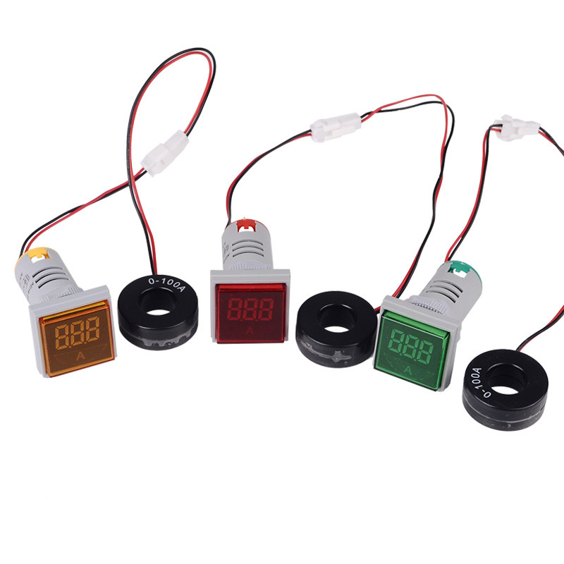 ST17A ruut 22 mm ampermeetri voolumõõtur 0-100 A ampermeetri näidik Valgusvoolu tester signaaltuli elektrivoolu tester