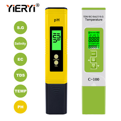 Yieryi 5 în 1 TDS/EC/Contor de salinitate/SG/Temperatura Contor portabil tip stilou PH Tester de calitate a apei pentru acvariu și piscină