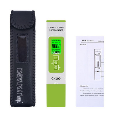 Yieryi 5 az 1-ben TDS/EC/Sótartalom/SG/hőmérsékletmérő hordozható toll típusú PH-mérő akváriumi úszómedence vízminőség-mérő
