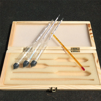 4 gab Hidrometra spirta mērītāja komplekts 0 līdz 100% spirta mērītāja testeris + termometrs vīna mērītājs Vintage alkohola koncentrācijas mērītāja rīks