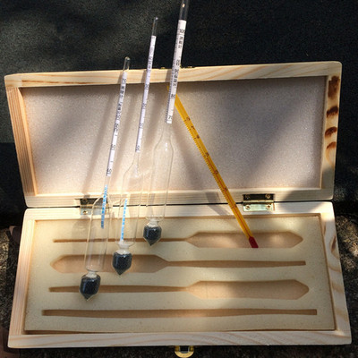 4 gab Hidrometra spirta mērītāja komplekts 0 līdz 100% spirta mērītāja testeris + termometrs vīna mērītājs Vintage alkohola koncentrācijas mērītāja rīks