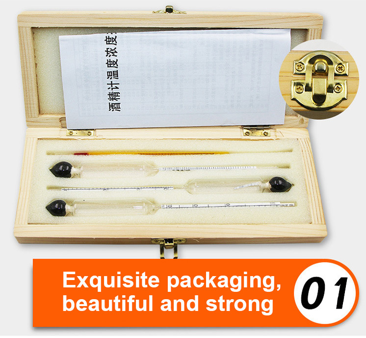 4 gab Hidrometra spirta mērītāja komplekts 0 līdz 100% spirta mērītāja testeris + termometrs vīna mērītājs Vintage alkohola koncentrācijas mērītāja rīks