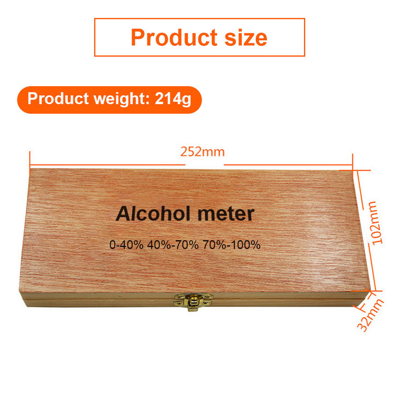 4 gab Hidrometra spirta mērītāja komplekts 0 līdz 100% spirta mērītāja testeris + termometrs vīna mērītājs Vintage alkohola koncentrācijas mērītāja rīks