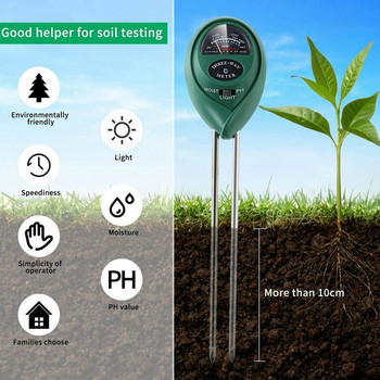 3 In1 Phometer за влажност на почвата Вода Тестващ инструмент Киселинност Влажност Монитор на почвата за растенията Сензор за влага на слънчева светлина Ph детектор
