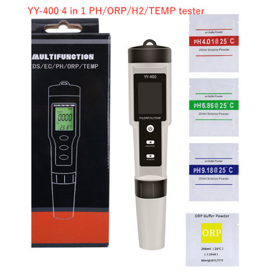4 az 1-ben H2/PH/ORP/TEMP mérő LCD háttérvilágítású digitális vízminőség-ellenőrző PH mérő medencékhez, ivóvízhez, akváriumokhoz