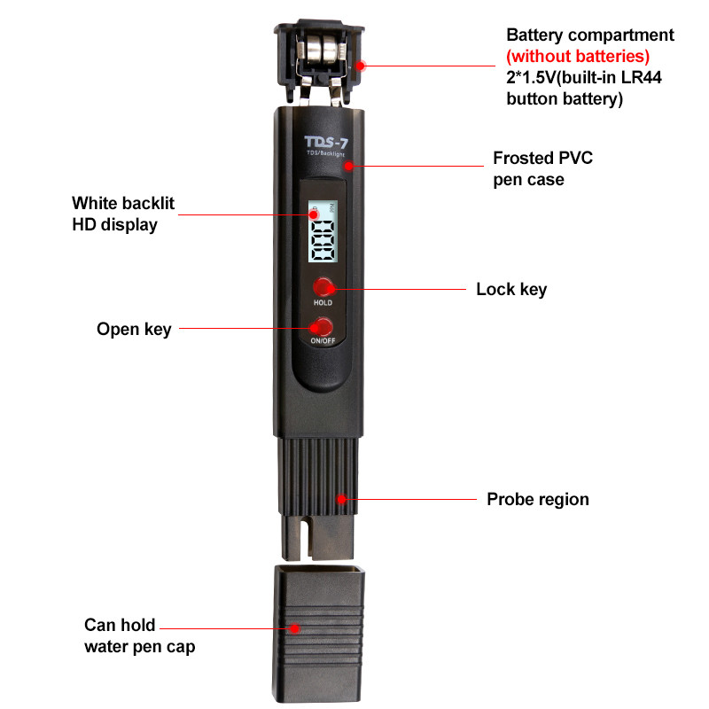 Vandens kietumo prietaisas TDS testeris, akvariumo baseino vandens kokybės grynumo tikrinimo rašiklis