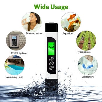 TDS Meter Тестер за качество на водата TDS EC&Temperature Meter 3 в 1 0-9999 ppm Измервател за тест за питейна вода, кафе, плувен басейн