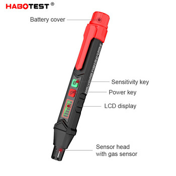HABOTEST Детектор за изтичане на запалим газ тип писалка 0-1000PPM Звукова и екранна аларма Запалим запалим природен газ CH4 CO Търсене