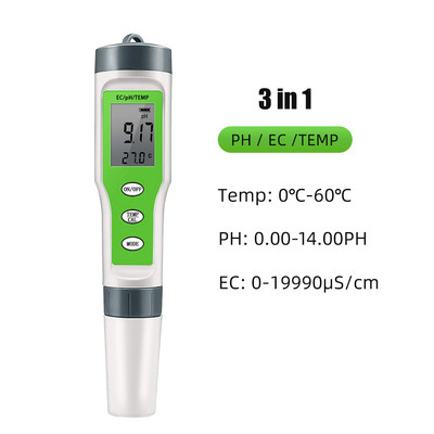 PH matuoklis 0,01 didelio tikslumo PH/TDS/EC/temperatūros matuoklis skaitmeninis vandens kokybės monitoriaus testeris, skirtas akvariumams baseinams geriamajam vandeniui