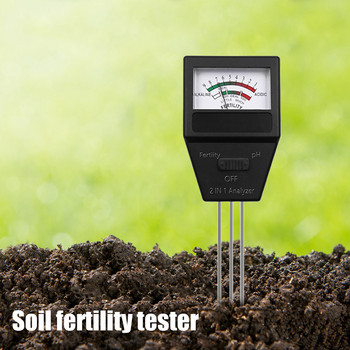 2 в 1 Тестер за плодородие на градинската почва Измервател на киселинността на PH Тестер за градинарство на цветни растения Измервател на почвата Цифров измервателен сензор Детектор