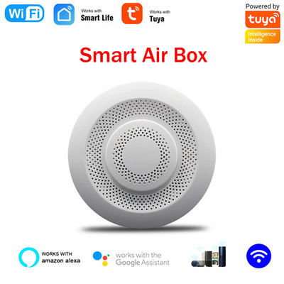 Tuya Wifi Smart Air Box kokybės monitorius CO2 jutiklio temperatūros drėgmės matuoklis VOC HCHO dujų detektorius automatikos signalizacijos detektorius