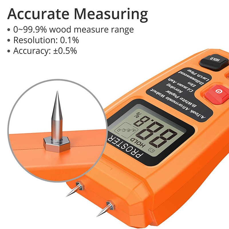 0-99% digitaalne puiduniiskuse mõõtja käeshoitav LCD niiskuse tester küttepuidu paberi niiskuse mõõtmiseks