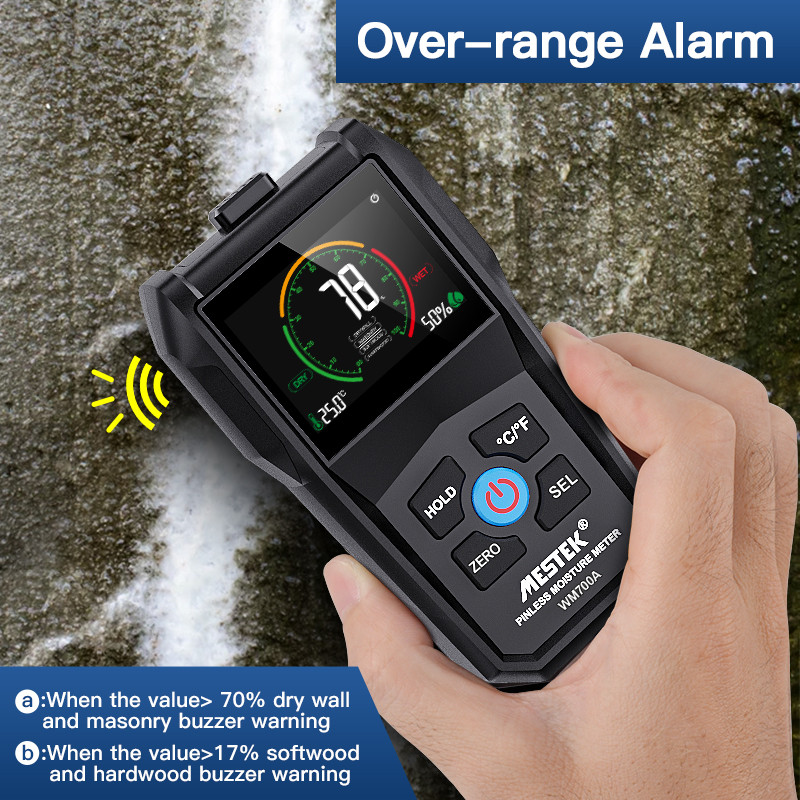 Mestek induktiivne puiduniiskuse mõõtur puidu kipsplaadile puidu niiskuse detektor Mittepurustav digitaalne niiskuse hügromeeter