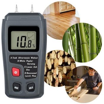 Цифров дисплей Влагомер за дърво Ръчен дървен хигрометър Детектор за влага в дървен материал Тестер за влажност Тестващ инструмент