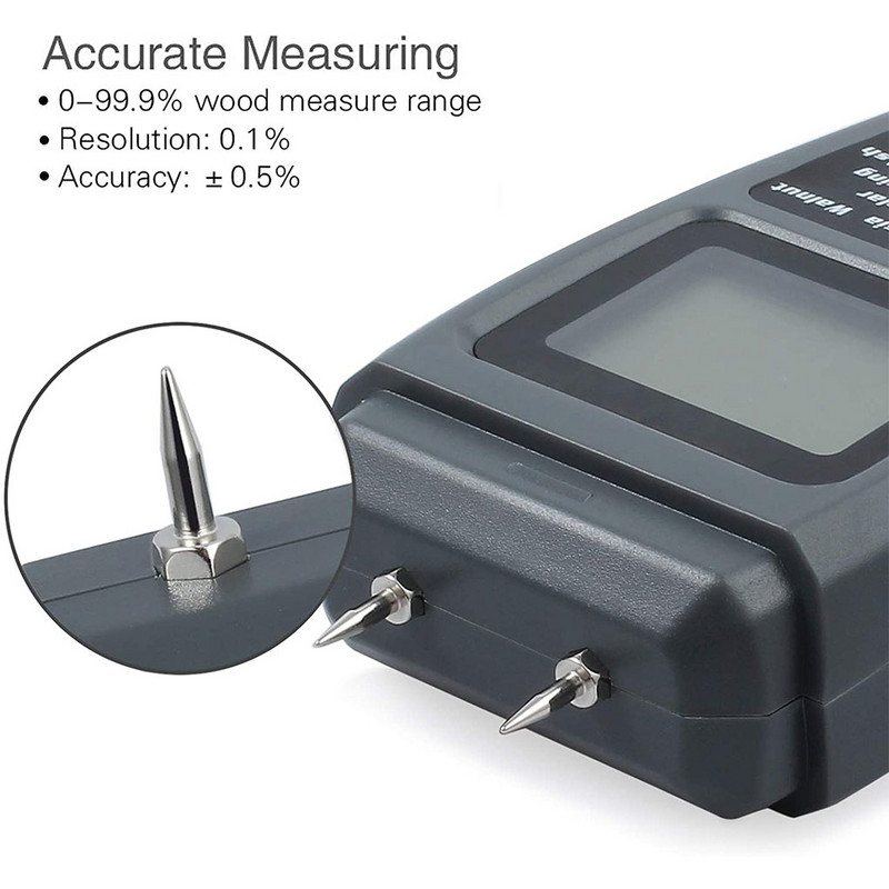 Digitaalne ekraan puiduniiskuse mõõtja käeshoitav palgihügromeeter puidu niiskuse detektor niiskuse tester