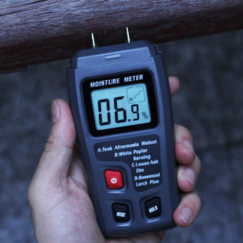 Влагомер Цифров влагомер за дърво EMT01 Професионален 0~99,9% влагомер за дървен материал Преносим LCD инструмент за влага от дървен материал