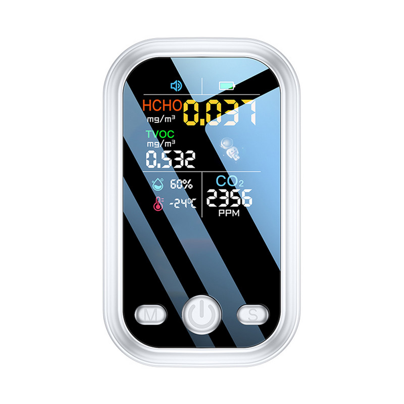 240*280 raiškos oro kokybės detektorius, didelio jautrumo puslaidininkiniai jutikliai 5in1 HCHO TVOC CO2 temperatūros drėgmės testeris