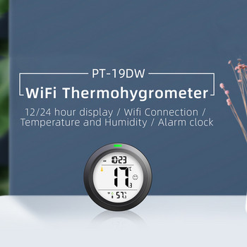 WiFi Graffiti Clock Компактен детектор за температура и влажност PT19DW Интелигентен електронен термохигрометър Домашен детектор