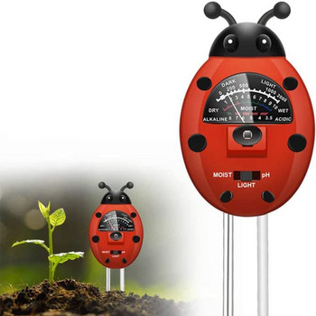 Ladybug Soil Tester 3 σε 1 PH Meter Εγκατάσταση Μετρητής υγρασίας Ανάλυση μέτρησης έντασης ηλιακού φωτός Συναγερμός Παρακολούθηση δοκιμής οξύτητας εδάφους
