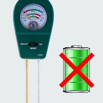 Не е необходима батерия 3-в-1 Тестер за плодородие и pH на влагата в почвата Измервател на pH на почвата Черен/Син Зелен влагомер 3-в-1