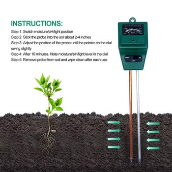 3 в 1 влажност на почвата Слънчева светлина PH метър Хигрометър Цифров тестер за растения Цветя Измерване на киселинността на влажността Градински инструмент