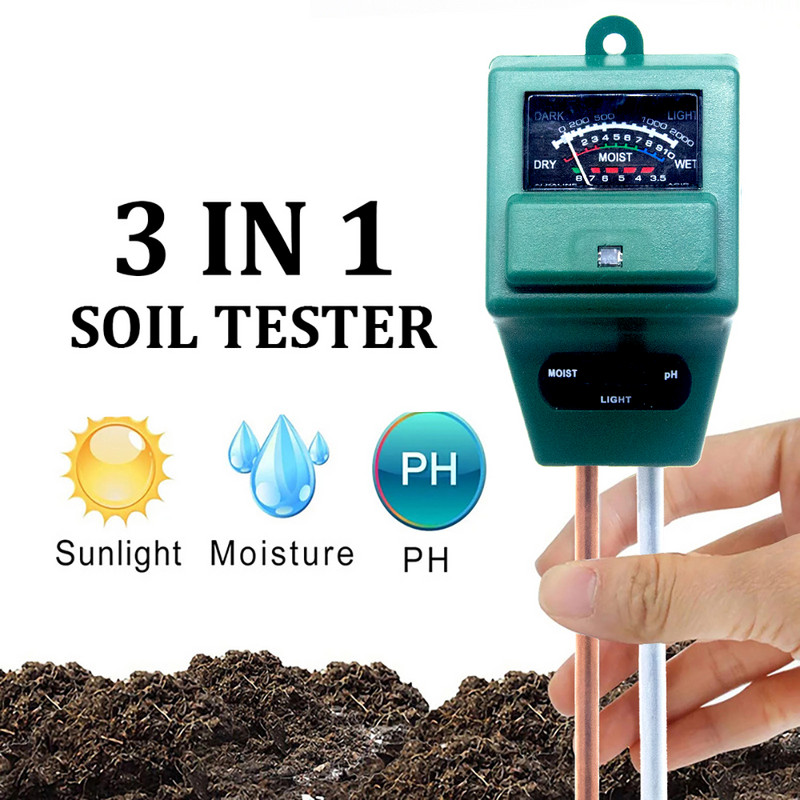 3 ühes mulla niiskuse päikesevalguse PH-meeter Hügromeeter Digitaalne tester taimedele Lilled Happesuse niiskuse mõõtmine Aiatööriist