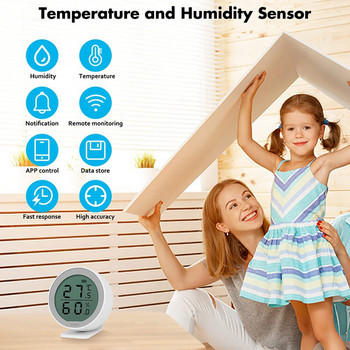Сензор за температура и влажност, вътрешен термометър с предупреждение за известия за приложение за Al-Exa IFTTT