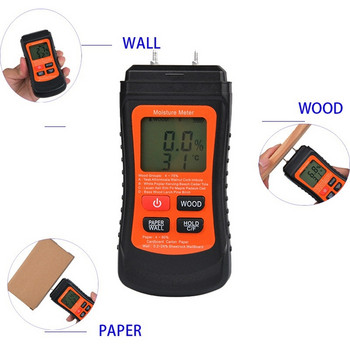 Надстройте цифров влагомер за дърво, два пина, тестер за влажност на хартията, стенен влагомер, детектор за влага от дървен материал