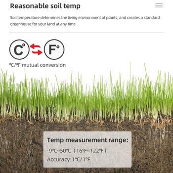Ph Meter Εδάφους Υγρασία Ελαφρύ Θερμοκρασία Έλεγχος οξύτητας εδάφους Αισθητήρας υγρασίας 5 σε 1 για φυτά Λουλούδια Εργαλείο κήπου