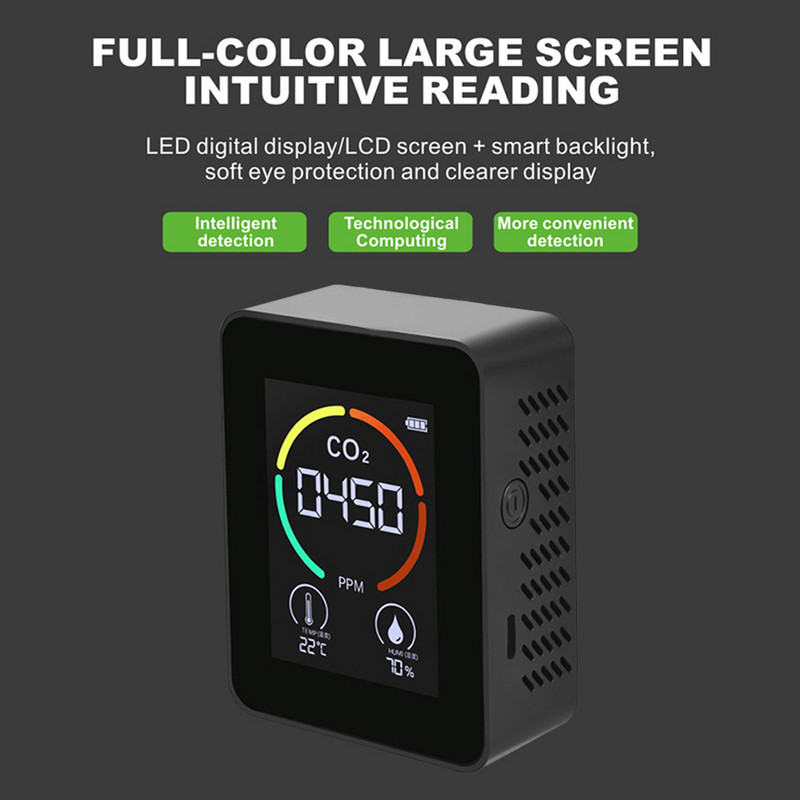 3 viename anglies dioksido detektorius puslaidininkinis jutiklis anglies dioksido jutiklis nešiojamas spalvotas ekranas dujų detektorius analizės instrumentas