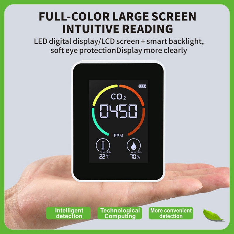 3 viename anglies dioksido detektorius puslaidininkinis jutiklis anglies dioksido jutiklis nešiojamas spalvotas ekranas dujų detektorius analizės instrumentas