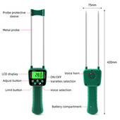 Digitaalne teravilja niiskusemõõtur YY-1011 hügromeeter koos mõõtesondiga maisi nisu riisi oa maapähkli sorgo niiskuse testeri jaoks