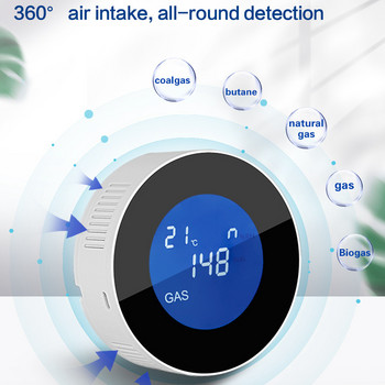 Tuya WiFi детектор за газ Интелигентен дом Детектор за изтичане на природен газ Аларма с LCD екран Smart Life Дистанционно управление Защита на сигурността