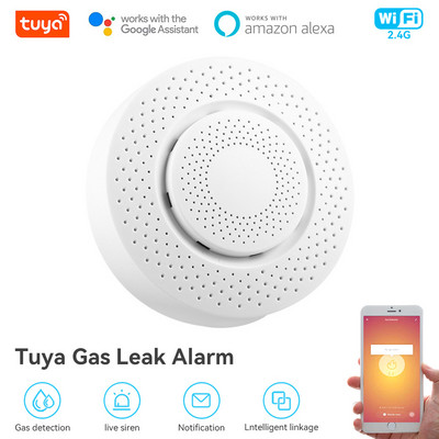 Tuya WiFi dujų detektorius Smart Home Gamtinių dujų nuotėkio detektorius su LCD ekranu Smart Life nuotolinio valdymo pulto saugos apsauga
