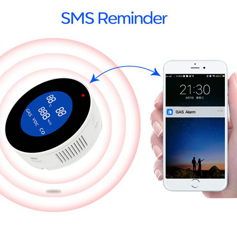 Tuya WiFi dujų detektorius Smart Home Gamtinių dujų nuotėkio detektorius su LCD ekranu Smart Life nuotolinio valdymo pulto saugos apsauga