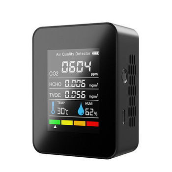 Μετρητής CO2 5 ΣΕ 1 Φορητός ανιχνευτής αερίου θερμοκρασίας υγρασίας LCD Ψηφιακός πολυλειτουργικός έλεγχος ποιότητας αέρα TVOC HCHO