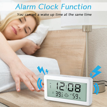 Ψηφιακό ρολόι ξυπνητηριού οπίσθιου φωτισμού LED Επιτραπέζιο ρολόι Ηλεκτρονικό μετρητή υγρασίας θερμοκρασίας Επιτραπέζιο Ρολόι Κρεβατοκάμαρα Ρολόι ώρας σίγασης