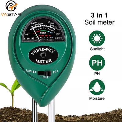 Mulla pH tester 3-in-1 PH valguse niiskuse happesuse mõõtur Mulla tester niiskuse mõõtja Taimede mullaseire detektor taimedele