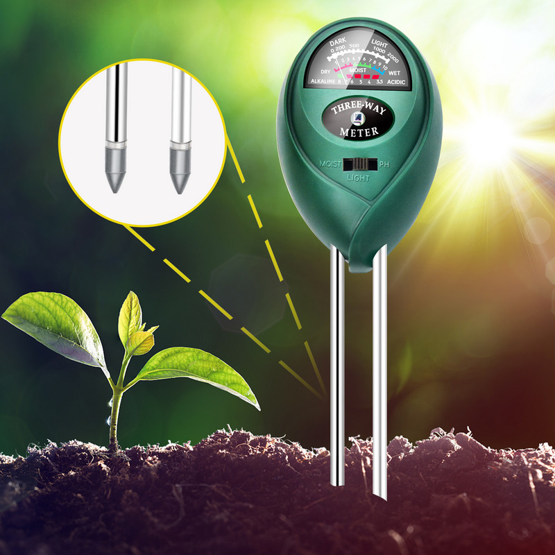 NOYAFA TR-01 Talaj pH-mérő, 3 az 1-ben PH könnyű nedvesség-savasság-mérő Talajvizsgáló Nedvességmérő növényi talajvizsgáló készlet virágokhoz