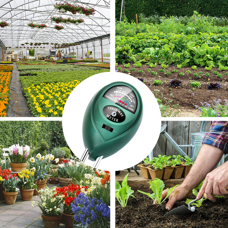 NOYAFA TR-01 Talaj pH-mérő, 3 az 1-ben PH könnyű nedvesség-savasság-mérő Talajvizsgáló Nedvességmérő növényi talajvizsgáló készlet virágokhoz
