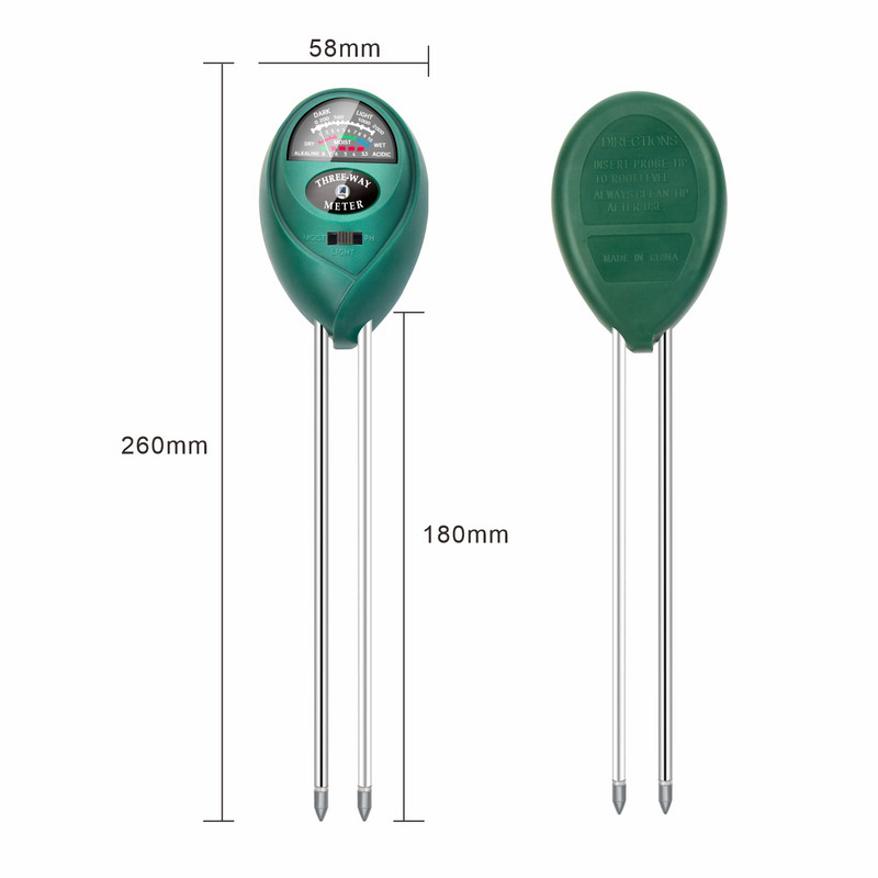 NOYAFA TR-01 Talaj pH-mérő, 3 az 1-ben PH könnyű nedvesség-savasság-mérő Talajvizsgáló Nedvességmérő növényi talajvizsgáló készlet virágokhoz