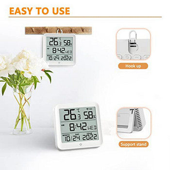 1 ΤΕΜ Έξυπνο Ρολόι θερμοκρασίας και υγρασίας Ρολόι θερμοκρασίας και υγρασίας Λευκό