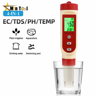 TDS PH метър PH/TDS/EC/температурен метър Цифров монитор за качество на водата Тестер за домашна кухня Измервателен инструмент