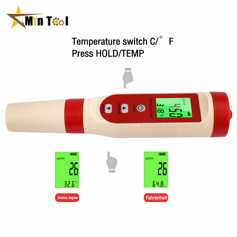 TDS PH matuoklis PH / TDS / EC / temperatūros matuoklis Skaitmeninis vandens kokybės monitoriaus testeris namų virtuvės matavimo įrankiui