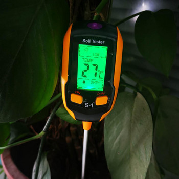 Отглеждане и грижа за растенията Цифров измервател на pH на почвата 4-в-1 Тестер за влага/светлина/PH/температура на почвата Домашни цветя Саксийни цветя