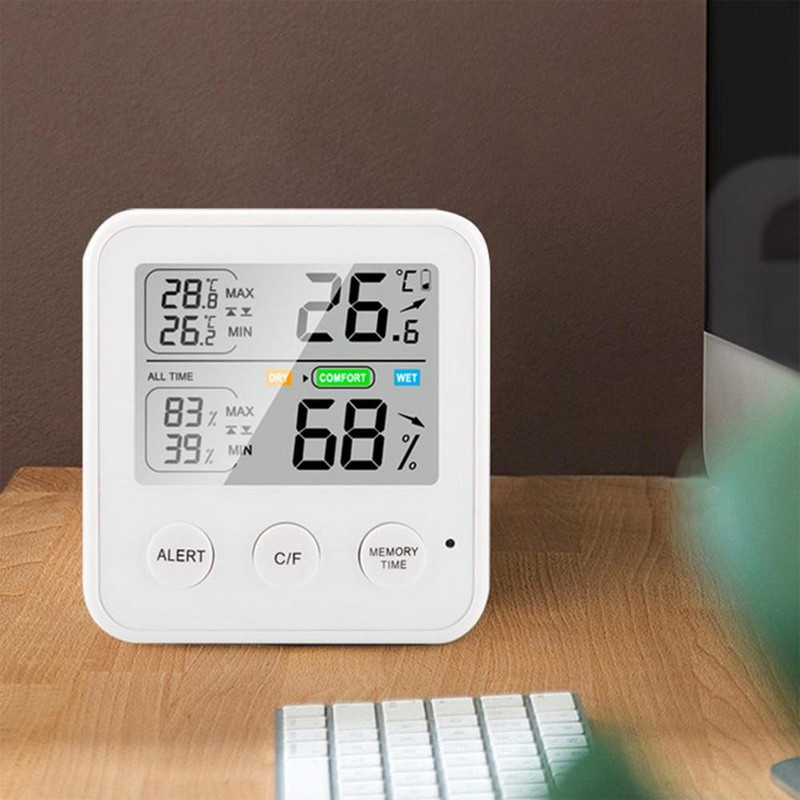 Vidaus kūdikių kambario oro stoties LCD temperatūros jutiklis Skaitmeninis termo-higrometras Elektroninis termometras Higrometras